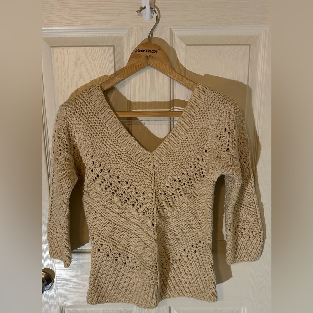 The Limited HANDKNIT Double V Pullover Sweater Women’s Size Large